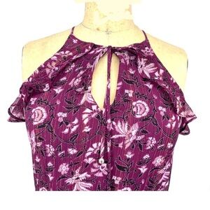 WHITE HOUSE BLACK MKT STUNNING PURPLE MAXI DRESS HI LOW DETAIL ELEGANT FEMININE